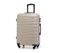 WITTCHEN Valigia Media Trolley Valigia Rigida in ABS Valigia Bagaglio Valigie con 4 Ruote Serratura a combinazione Maniglia telescopica Groove Line beige