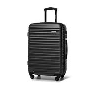 WITTCHEN Valigia Media Trolley Valigia Rigida in ABS Valigia Bagaglio Valigie con 4 Ruote Serratura a combinazione Maniglia telescopica Groove Line nero