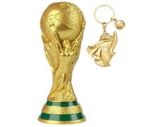 WittsY Trofeo della Coppa del Mondo 2022, riproduzione della Coppa del Mondo 2022, con portachiavi del LaIb del Qatar, trofeo Champions League, trofeo per tifosi sportivi, ornamento da collezione in