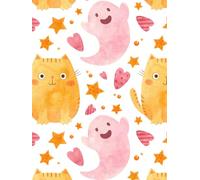 Witty Glitter Whimsical Cats and Ghosts Notebook - Fun Watercolor Design 300 pages