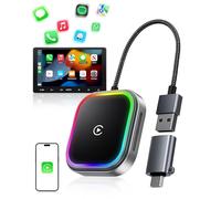 WityEye Adattatore CarPlay e Android Auto Wireless 2 In 1, con Luce Ambientale, Bluetooth V5.3 Connessione Stabile, 5.8GHz WiFi Veloce, USB A/C, per Apple iPhone iOS 10+, Smartphone Android 11+