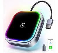 WityEye Adattatore CarPlay e Android Auto Wireless 2 In 1, con Luce Ambientale, Bluetooth V5.3 Connessione Stabile, 5.8GHz WiFi Ad Alta Velocità, USB A/C, per Apple iPhone iOS 10+, Android 11+
