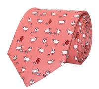 WITZROYS Cravatte 100% Seta da Uomo Cravatte fatte a mano con motivi stampati animali+confezione regalo.., Pecora - Bianco su Pesca, Regular Length - 59"