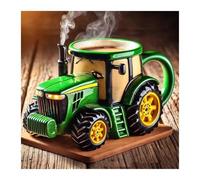WIUYEH Tazza da Caffè Artigianale a Forma di Trattore, Tazza da Caffè a Forma di Semirimorchio da 11 once, Regalo Creativo for gli Amanti dell'agricoltura e dei Camion, Tazze Vintage(Green2)
