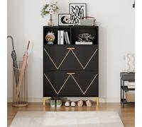 Wiuzo 80 x 25 x 117 cm, scarpiera con 2 ante inferiori, scarpiera con 4 scomparti per scarpe, armadio con 2 ripiani semi-aperti, credenza, design gambe del tavolo, MDF + metallo (1)