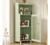 Wiuzo Armadio angolare con superficie verniciata e illuminazione a LED, moderno ad angolo, con controllo app, per soggiorno, libreria, bagno, 63,5 x 124 cm (verde)