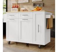 Wiuzo Moderna isola da cucina, armadio da cucina, armadio a buffet, carrello da pranzo con venature del legno, tavolo da pranzo multifunzionale con spazio di archiviazione, carrello da pranzo con