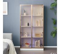 Wiuzo Vetrina in vetro con illuminazione a LED a 16 colori, a doppia porta con ripiani mobili, per soggiorno, vetrina, armadio, bagno, 80 x 40 x 160 cm