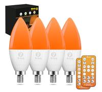 Wivety LED Lampadina E14 per il Sonno con Telecomando, Lampadine Arancione 1600K Ambra, Blocco luce Blu, 5W per Asilo Nido, Camera da Letto (confezione da 4 pezzi)