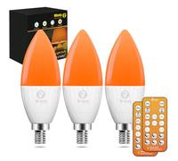 Wivety LED Lampadina E14 per il Sonno con Telecomando, Lampadine Arancione 1600K Ambra, Blocco luce Blu, 5W per Asilo Nido, Camera da Letto (confezione da 3 pezzi)