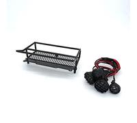 Wivplex Accessorio for aggiornamento Auto RC Portapacchi in Metallo con Luce, for WPL, D12 1/10 Scala Rock Crawler Toy Truck Portapacchi per macchinine Giocattolo(Schwarz)