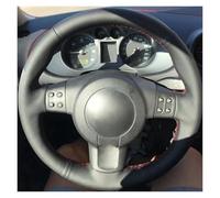 Wivplex Coprivolante for auto, for Seat, for Ibiza 6L, for Leon 2007 2008 Morbida pelle artificiale nera cucita a mano Coprivolante(BLACK Black Thread)