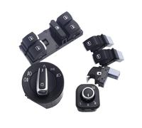 Wivplex Interruttore fari cromati + interruttore specchietto laterale cromato, for VW, for Golf 5 6, for Jetta, for Passat B6, for Touran, for Scirocco, AMAROK Interruttore a specchio(E)