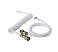 Wivplex LANO Personalizzato Paracord a spirale Tastiera meccanica Tipo C Dati Cavo a molla GX16 Aviator Coil Spiral Usb C Gaming Cavo a spirale Cavo del portellone posteriore(White Gold)