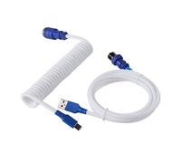 Wivplex LANO Personalizzato Paracord a spirale Tastiera meccanica Tipo C Dati Cavo a molla GX16 Aviator Coil Spiral Usb C Gaming Cavo a spirale Cavo del portellone posteriore(White Blue)