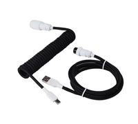 Wivplex LANO Personalizzato Paracord a spirale Tastiera meccanica Tipo C Dati Cavo a molla GX16 Aviator Coil Spiral Usb C Gaming Cavo a spirale Cavo del portellone posteriore(Black white)