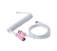 Wivplex LANO Personalizzato Paracord a spirale Tastiera meccanica Tipo C Dati Cavo a molla GX16 Aviator Coil Spiral Usb C Gaming Cavo a spirale Cavo del portellone posteriore(White Pink)