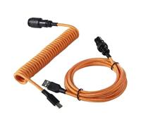 Wivplex LANO Personalizzato Paracord a spirale Tastiera meccanica Tipo C Dati Cavo a molla GX16 Aviator Coil Spiral Usb C Gaming Cavo a spirale Cavo del portellone posteriore(Yellow Black)