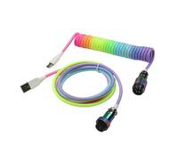 Wivplex LANO Personalizzato Paracord a spirale Tastiera meccanica Tipo C Dati Cavo a molla GX16 Aviator Coil Spiral Usb C Gaming Cavo a spirale Cavo del portellone posteriore(Colorful Rainbow)