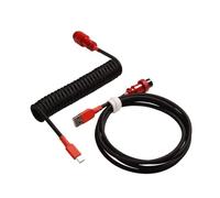 Wivplex LANO Personalizzato Paracord a spirale Tastiera meccanica Tipo C Dati Cavo a molla GX16 Aviator Coil Spiral Usb C Gaming Cavo a spirale Cavo del portellone posteriore(Black Red)