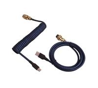 Wivplex LANO Personalizzato Paracord a spirale Tastiera meccanica Tipo C Dati Cavo a molla GX16 Aviator Coil Spiral Usb C Gaming Cavo a spirale Cavo del portellone posteriore(Dark Blue Gold)