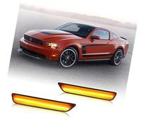 Wivplex Led Side Marker Lights, per Ford, per Mustang 2010-2014 Amber Front Signal Bumper Sidemarker Lamps Reflectors Assembly, for Accessories, for for2PCS car rear reflect panel (Amber Black)