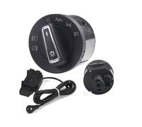 Wivplex Manopola di controllo automatica cromata for interruttore fari automatici, fendinebbia, for VW, Golf, MK7, T-ROC, Passat Sostituzione interruttore fendinebbia per auto(BLACK PQ-01)