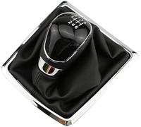 Wivplex Pomello del cambio, pomello for auto leva cuffia in pelle PU, for Ford, for Focus, 2 MK2, for Fiesta, Kuga 2008 2009 2010 2011 2012 (dimensione: 6 nero con polvere) Pomello del cambio per auto