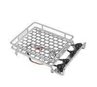 Wivplex Portapacchi da Tetto 1/10 RC Crawler, for Axial, SCX10, for Tamiya, CC01 TRX4 D90 con Barra Luminosa 130x110mm Portapacchi per macchinine Giocattolo(Silver)
