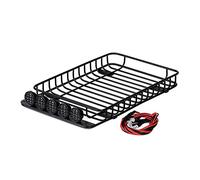 Wivplex Portapacchi da Tetto 1/10 RC Crawler, for Traxxas, TRX-4 SCX10 90046 SCX10 III AXI03007 Metallo Nero con luci Portapacchi per macchinine Giocattolo