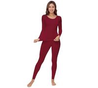 WiWi Biancheria intima morbida da donna termica, set pigiama super caldo strato base top pantaloni pigiama viscosa di bambù S-3X