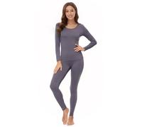 WiWi Biancheria intima morbida da donna termica, set pigiama super caldo strato base top pantaloni pigiama viscosa di bambù S-3X