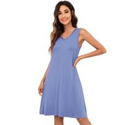 WiWi Camicia da notte in bambù per le donne senza maniche da notte leggera scollo a V camicia da notte Plus Size abito da sonno S-4X
