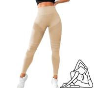 WIWIDANG Cellumove Leggings 3D da donna - Leggings modellanti a vita alta, ideali per fitness, yoga e uso quotidiano, cachi, S szczupły