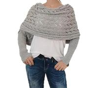 WIWIDANG Knitted Cable Wrap, Shrugs for Women, Scarf with Sleeves Crochet Pattern, Multifunctional Scarf with Sleeves (IT, Testo, Taglia Unica, Regular, Regular, Light Gray)