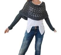 WIWIDANG Knitted Cable Wrap, Shrugs for Women, Scarf with Sleeves Crochet Pattern, Multifunctional Scarf with Sleeves (IT, Testo, Taglia Unica, Regular, Regular, Dark Gray)