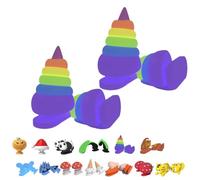 WIWIDANG Shark Slides Fins, 2 paia di pinne superiori di ricambio per Shark Slides, Ciabatte squalo Accessori 3D Pinne divertenti (Luminous-Unicorn)