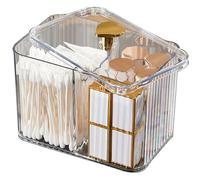 WIWIUXY Porta cotton fioc Contenitore per bagno a 3 scomparti Dispenser per batuffoli di cotone/tamponi a 3 griglie Organizzatore per barattoli d