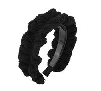 Wiwpar Grande fascia nera morbida e calda antiscivolo larga da donna in velluto intrecciato tinta unita turband elastica cocktail appuntamenti trucco cerchietto per capelli per Halloween da donna