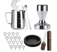 WIWU 51mm Accessori Barista per Macchina da Espresso, Set di 22 Tamper da Caffè Incl. Tamper da 51mm 316, Bicchiere per Montaggio e WDT Tool, Tappetino per Tamper, Penna per Arte del Latte, Cucchiaino