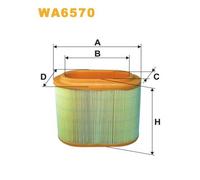 WA6570 FILTRO ARIA PER Hyundai H-1 Furgonato A1 2.5 TD 73 KW 99 CV