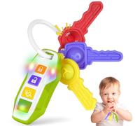 WixbFyn Chiave Auto Giocattolo per Bambini con Musica e Luci, Da Viaggio 3+ | Effetti sonori e luminosi interattivi, 3 chiavi morbide, anello facile da agganciare, sviluppa la motricità fine