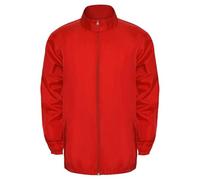 WIXSOO Giacca Antivento Impermeabile Unisex con Zip Intera e Cappuccio Estraibile (IT, Testo, S, Regular, Regular, Standard, Rosso)