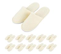WIYETY 10 paia di pantofole per ospiti, in pile corallo, pantofole unisex, in velluto di cotone lavabili, per casa, bagno, interni, colore beige