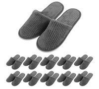 WIYETY 10 paia di pantofole per ospiti: pantofole in pile corallo, pantofole unisex, in velluto di cotone lavabili, per casa, bagno, interni, colore grigio