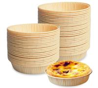 WIYETY 100 stampi per torte in carta per cuocere, mini stampi per torte Φ 9,2 cm, stampi per quiche, stampi piatti in carta, rotondi, per friggitrici ad aria calda, forni e microonde (giallo)