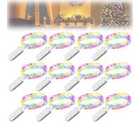 WIYETY 12 catene di luci a LED, 3 m, funzionamento a batteria, impermeabile, per feste, Natale, Halloween, matrimonio, Natale, decorazione (colorata)