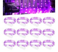 WIYETY 12 luci a LED a batteria, 2 m, 20 LED, con batteria, piccola catena luminosa per interni, per Natale, camera da letto, feste, matrimoni, decorazioni fai da te, colore: viola