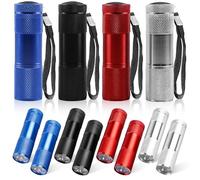 WIYETY 12 mini torcia a LED in alluminio per bambini, con 9 LED, torcia per bambini con cordino, per campeggio, escursionismo, attività all'aperto, urgente, 4 colori (senza batteria)