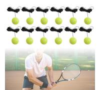 WIYETY 12 palline da tennis con corda: palla da tennis per principianti, esercizi singoli, con stringa elastica in gomma, per il tempo libero, per allenamento tennis, lezioni di autoapprendimento per